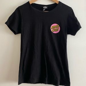 Santa Cruz Black and Pink Crew Neck T Shirt